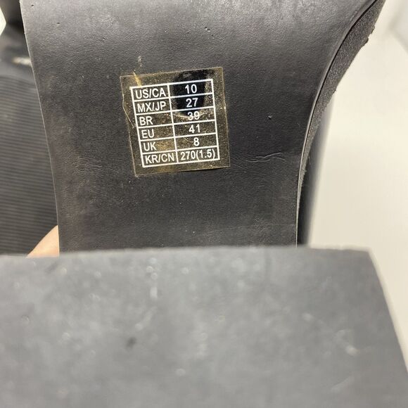 Vintage 90s Y2K Leather Chunky Square Toe Block Heel Boot Punk Goth Size 10 - Picture 12 of 12